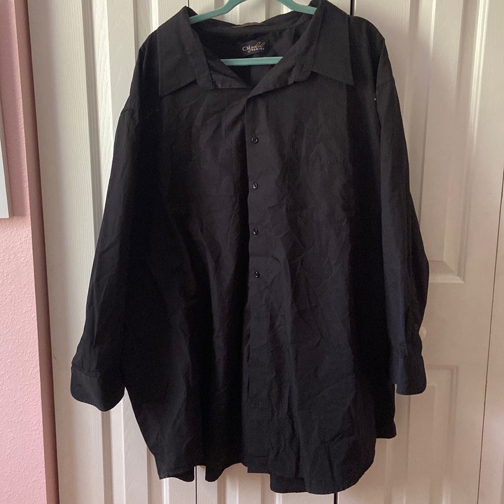 Black Big and Tall Men’s Button Down Collar Shirt